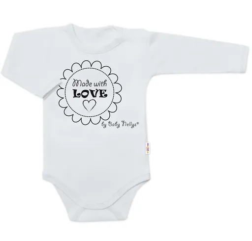 Baby Nellys Body dlouhý rukáv Made with love,  šedé