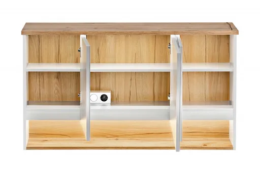 Comad Závěsná koupelnová skříňka se zrcadlem Bahama 843 3D alpská bílá/dub votan