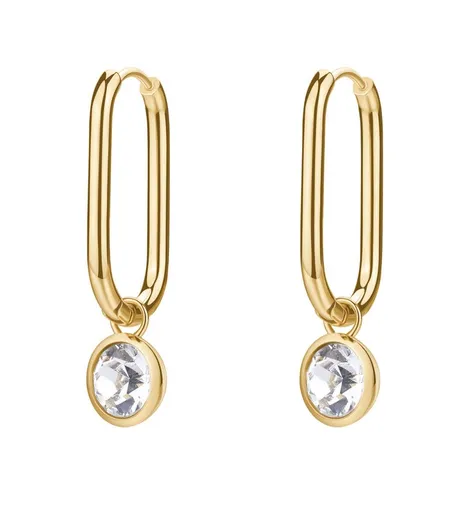 Brosway Oválné pozlacené náušnice 2v1 s krystalem Symphonia BYM194