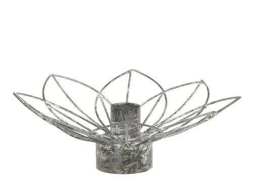 Zinkový antik kovový svícen na úzkou svíčku květina Flia - Ø 15*7cm Chic Antique