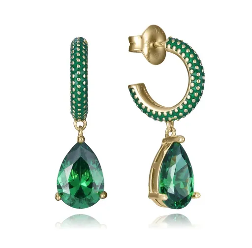 Viceroy Úchvatné pozlacené náušnice se zelenými zirkony 15122E100-32