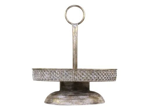 Bronzový antik dekorační kovový etažér Vire - Ø36*42cm Chic Antique