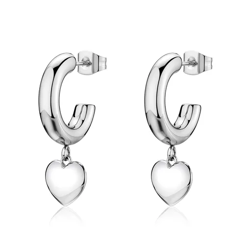 S'Agapõ Kruhové náušnice s přívěsky ve tvaru srdce Aurora SAR66