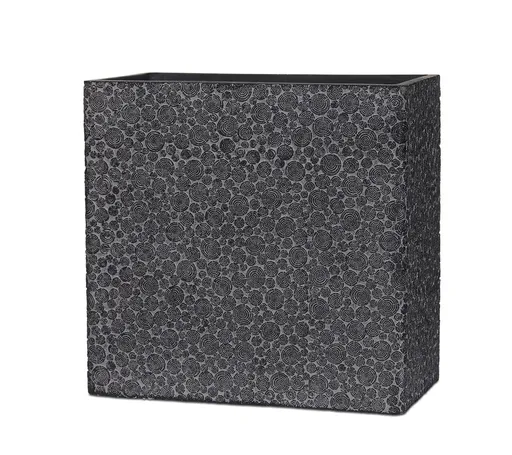 Černý hranatý vysoký květináč s letokruhy Wood  - 31*16*29 cm Ostatní