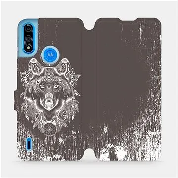 Flipové pouzdro na mobil Motorola Moto E7 Power - V064P Vlk a lapač snů (5903516685158)
