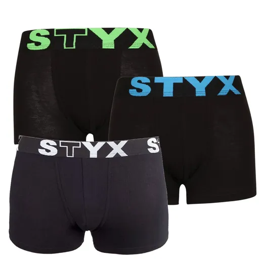Styx 3PACK dětské boxerky sportovní guma černé (3GJ96012) 4-5 let