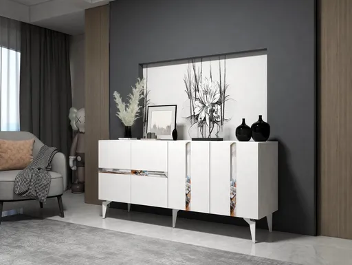 Konzolový stolek Vania - White, Silver