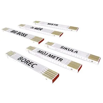 Metr skládací dřevěný PROFI, CE, BOREC, bílý, 2 m (113471)
