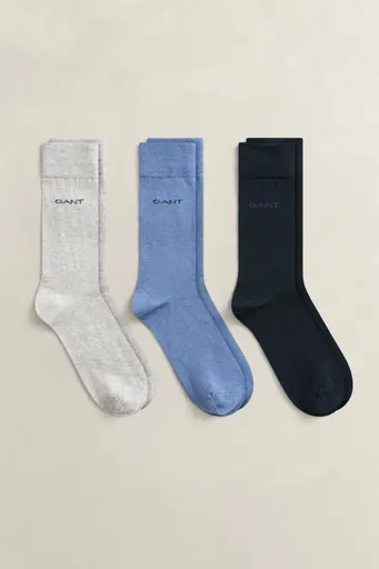 PONOŽKY GANT MERCERIZED COTTON SOCKS 3-PACK DENIM BLUE MELANGE