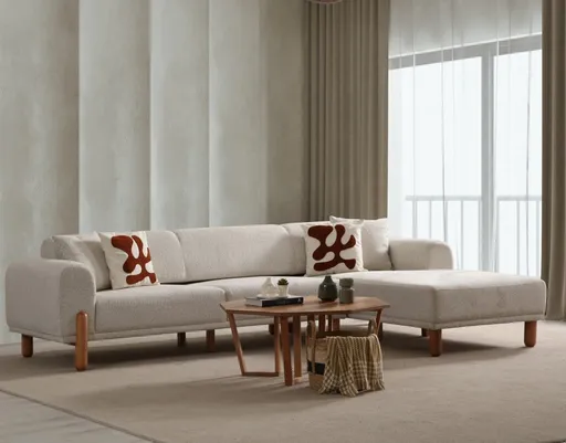 Rohová rozkládací pohovka Lyke Right - Cream