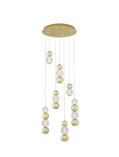 NOVA LUCE závěsné svítidlo BRILLE zlatý hliník a sklo LED 42W 230V 3200K IP20 stmívatelné 9511060