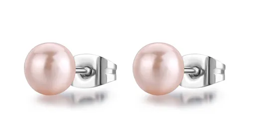 S'Agapõ Půvabné ocelové náušnice s růžovou perlou Wisdom SWI28