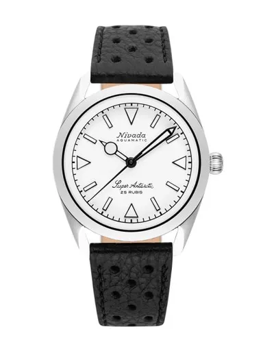 Nivada Grenchen Super Antarctic White - Black Racing Strap
