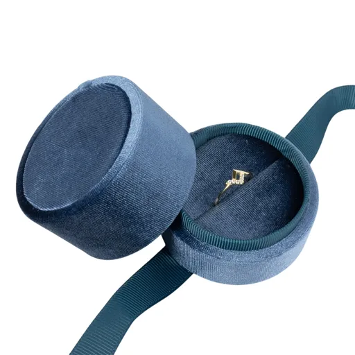 Luxusní semišová dárková krabička na prsteny - tmavě modrá