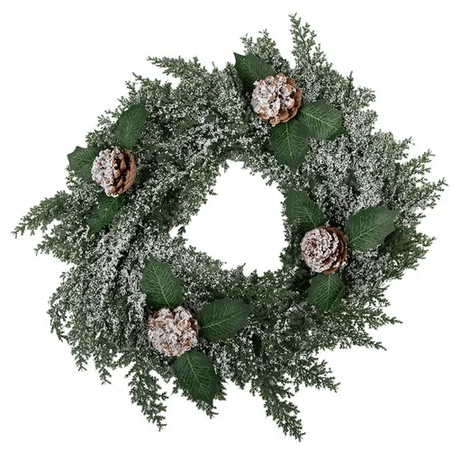 Zelený vánoční věnec se šiškami Christmas Wreath - Ø 40 * 5 cm Clayre & Eef