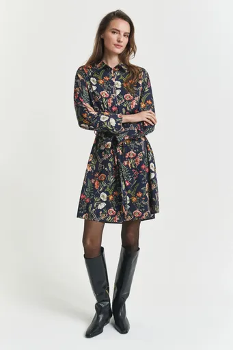 ŠATY GANT FLORAL PRINT VISCOSE SHIRT DRESS EVENING BLUE