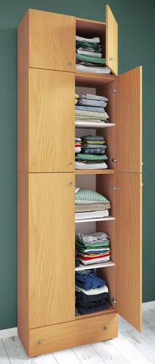 VCM Šatní skříň Lona XXL s otočnými dveřmi s nástavcem a zásuvkou, buk