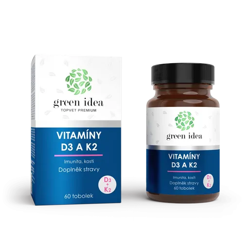 VITAMÍNY D3 a K2 - tobolky 60 ks - Green idea