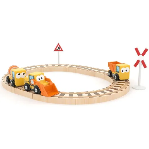 J'ADORE Hrací set s kolejemi - stavební stroje 15 ks