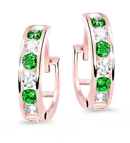 Cutie Jewellery Slušivé dětské náušnice z růžového zlata C3345-80-X-4 zelená