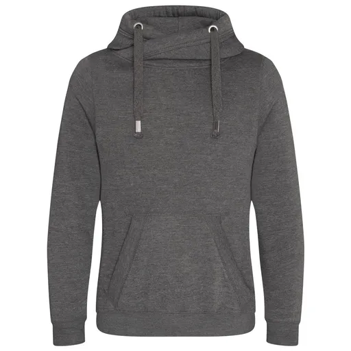 Just Hoods Mikina s překříženým límcem - Tmavě šedý melír | 2XL