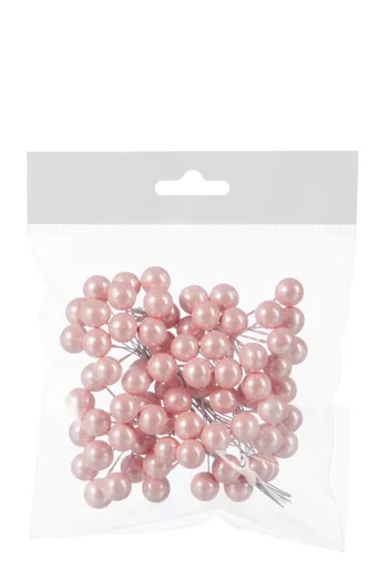 6ks dekorační větvička s růžovými kuličkami - 10*9*3 cm J-Line by Jolipa