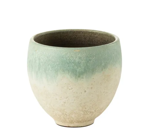 Pastelově tyrkysový keramický obal na květináč Nice Aqua - Ø 21*21 cm J-Line by Jolipa