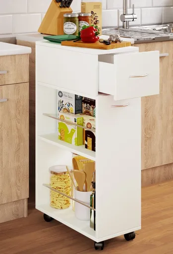 VCM Kuchyňský vozík Tusal se zásuvkou, bílý