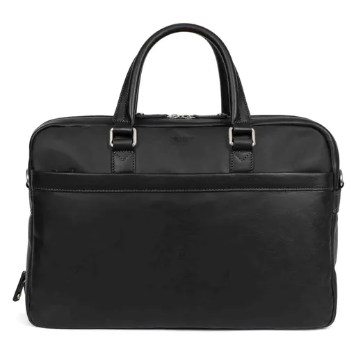 Velká kožená taška na notebook Hexagona Mell - černá