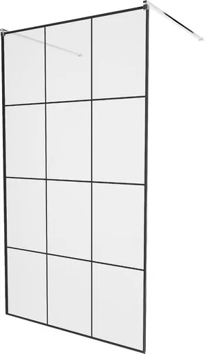MEXEN/S KIOTO samostatně stojící sprchová zástěna 100 x 200, transparent/černá vzor 8 mm, chrom 800-100-002-01-77