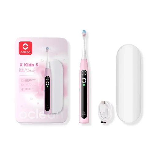 Oclean X Kids set sonický kartáček růžový