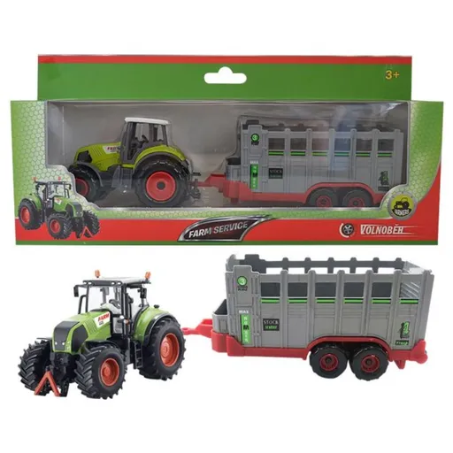 Traktor s přívěsem na přepravu zvířat 1:50