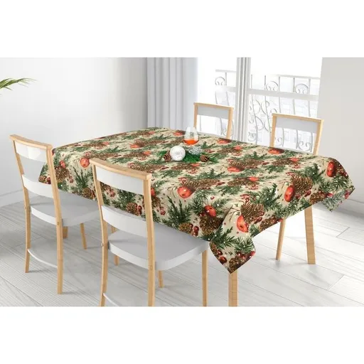 Bellatex Ubrus Šišky a jablka vánoční, 100 x 100 cm, 100 x 100 cm