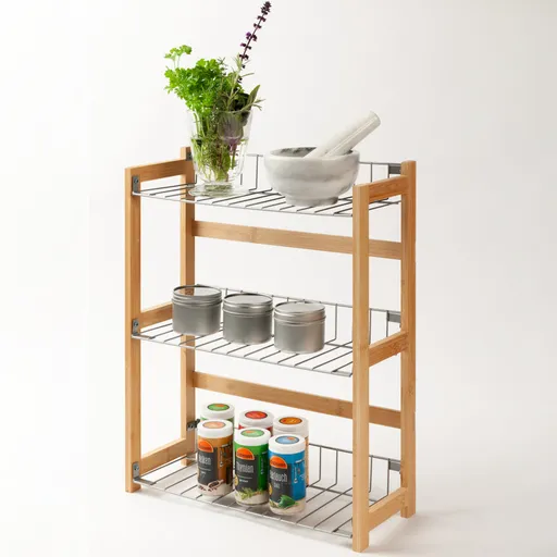 3patrový bambusový kuchyňský regál