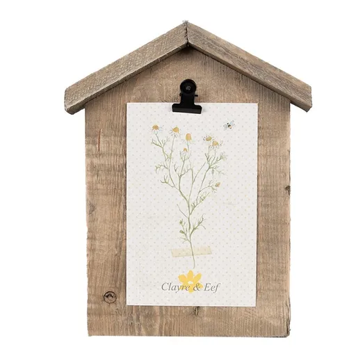 Hnědý antik dřevěný fotorámeček domek s klipem Clipp - 17*3*21 cm / 10*15 cm Clayre & Eef