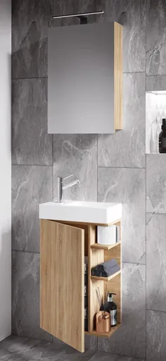 VCM 3dílná umyvadlová skřínka pro hosty Lumia se zrcadlem, dub Sonoma