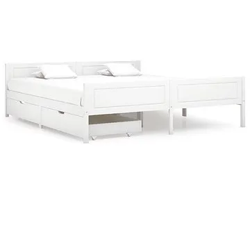 Rám postele se 2 zásuvkami bílý masivní borovice 180 × 200 cm, 3060502 (3060502)