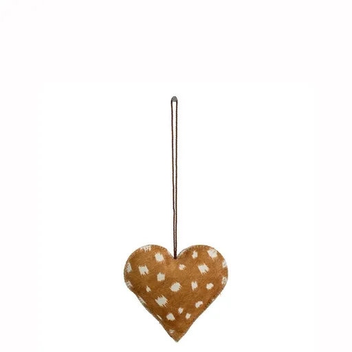Závěsná dekorativní ozdoba srdce z hovězí kůže - 5*2*5cm Mars & More