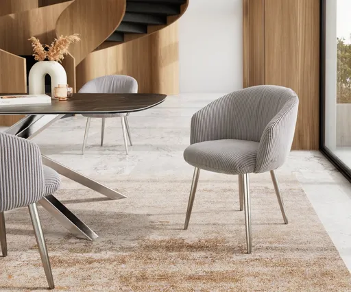 Jídelní židle Caja-Flex zúžená podnož nerezová ocel manšestr