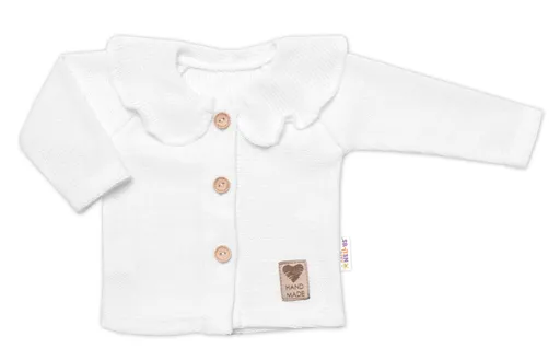 Baby Nellys Pletený svetřík s volánkem Girl,  bíly