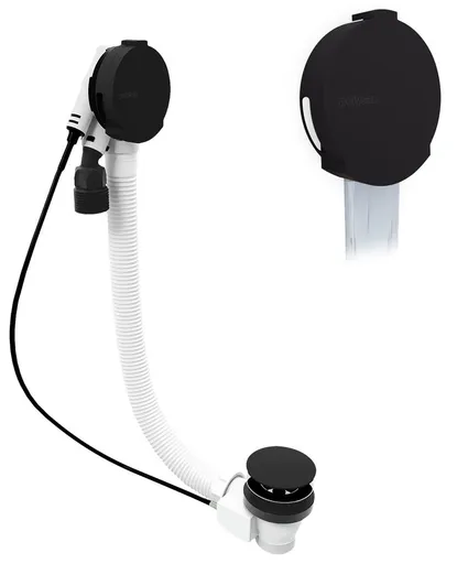 Polysan Vanová souprava s napouštěním, bovden, délka 600mm, zátka 72mm, černá mat, 71851.21