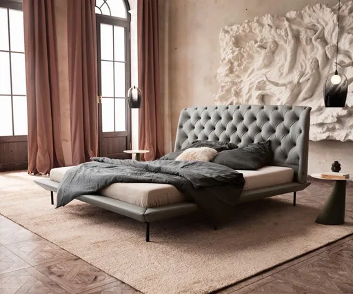 Čalouněná postel Rafinata 180x200 cm koženka světle šedá