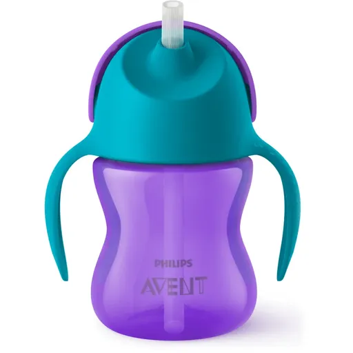 Philips Avent Bendy Straw SCF796/02 9m+ hrnek s ohebným brčkem Purple 200 ml