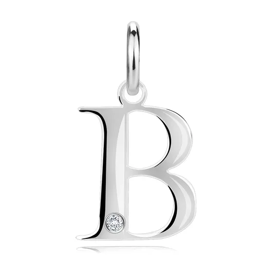 Diamantový přívěsek ze stříbra 925 - velké písmeno B, kulatý briliant