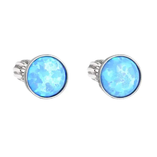 Evolution Group - Pavona Stříbrné náušnice se světle modrým syntetickým opálem 11001.3 lt.blue