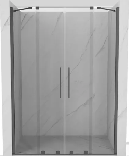 MEXEN/S Velar Duo posuvné sprchové dveře 160, transparent, grafit metal 871-160-000-02-95