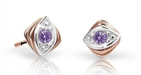 Cutie Jewellery Dětské náušnice z růžového zlata C1897-30-X-4 fialová