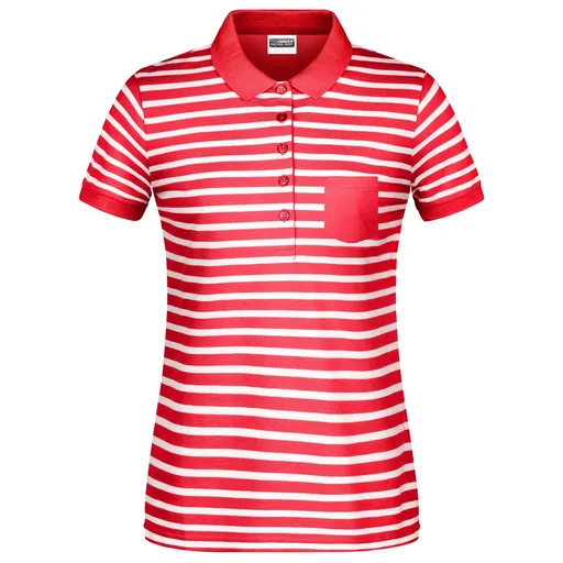 James & Nicholson (Daiber) Dámská pruhovaná polokošile 8029 - Červená / bílá | XL