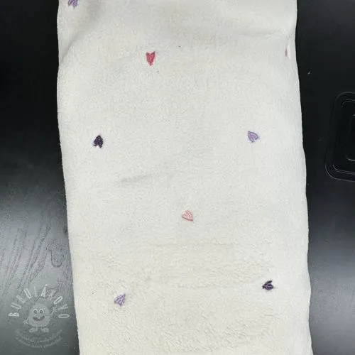 Kabátovina TEDDY EMBROIDERY Hearts ecru II.třída