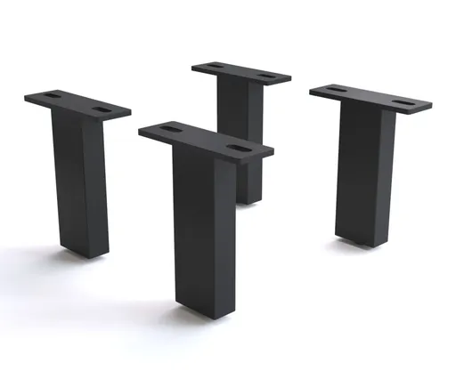 Obdélníková podnož 15 cm kovová černá (sada 4 kusů)